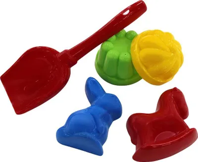Produktbild von WADER Sandspielzeug Set 5-teilig mit Schaufel und Motiv-Sandförmchen