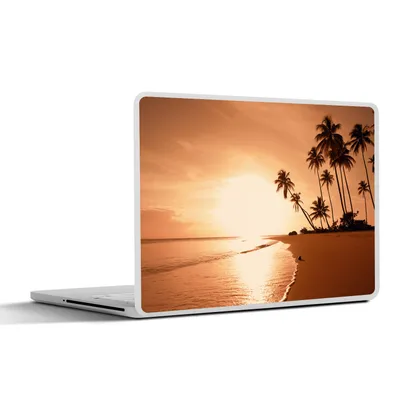 Produktbild von MuchoWow® Laptop Aufkleber Sticker Cover Sonnenuntergang - Tropisch - Palme - Strand - Meer 30x22 cm - Laptop-Sticker