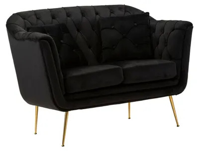 Image de Canapé en tissu et métal couleur noire avec coussins