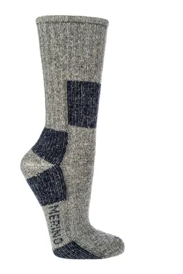 Produktbild von Merino Trekkingsocken Wandersocken 85% Wolle Grau Marine Gr. 39-42 1 Paar