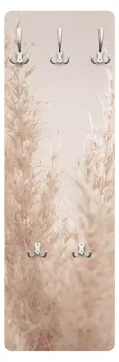 Produktbild von Wandgarderobe mit 5 Haken Blumen Floral, platzsparendes Design - Germany - Gräser Landhaus Flurgarderobe beige, schmal, Garderobenpaneel