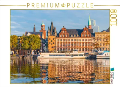 Produktbild von CALVENDO Puzzle Ausflugsboote am Mainkai vor dem Historisches Museum | 1000 Teile Lege-Größe 64x48cm Foto-Puzzle für glückliche Stunden