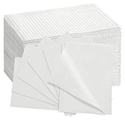 Zahnmedizinische Einweg-Lätzchen, 50 Stück, 13" x 18", 3-lagig, weiß