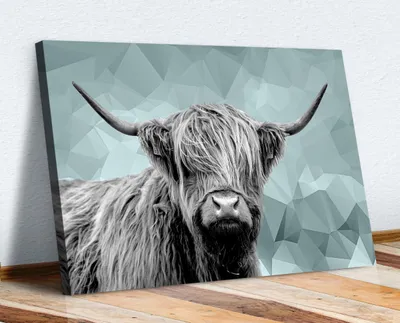 Leinwandbild Highland Kuh, geometrisch, 60x40 cm