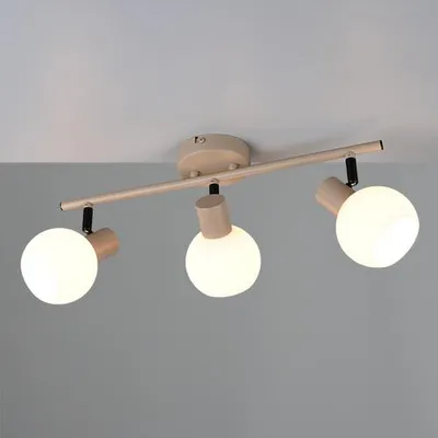 Image de Plafonnier, métal, beige chaud, E14, 3 flammes, L 45 cm