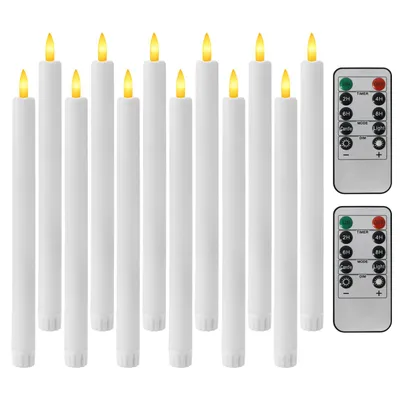 Produktbild von OZAVO LED Kerzen,LED Stabkerzen mit Fernbedienung weiß 12 pcs Flammenlose Kerzen Stabkerzen mit Time ,Batteriebetrieben für Hochzeit und Party
