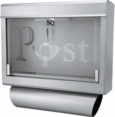 Produktbild von Grafner Design-Briefkasten aus Edelstahl / Glas Post BK10249