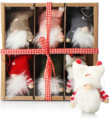Produktbild von com-four® 6x Premium Weihnachtsmann-Anhänger für den Weihnachtsbaum, , Christbaum-Figuren Anhänger als Baumbehang, Weihnachtsschmuck oder Geschenk-Anhänger - schwedisch-skandinavische Deko-Trolle