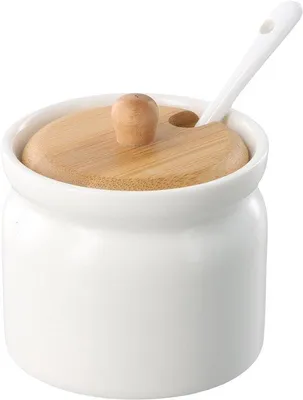 Immagine prodotto di Zuccheriera in Vetroceramica, 180 ml, bianca, con coperchio e cucchiaino