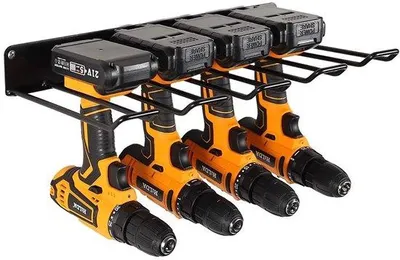 Immagine prodotto di ZOFUN Portautensili da parete, organizer per utensili elettrici, supporto da parete per utensili, scaffale per utensili a 4 scomparti, organizer per utensili elettrici per garage e officina