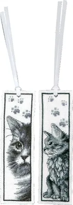 Zdjęcie produktu dla Vervaco zakładka do haftu krzyżykowego "Koty" zestaw 2, wzór do liczenia, 6x20cm