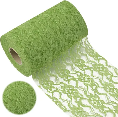Obrázok produktu pre Bavlnená čipka, zelená, 15 cm x 22 m, dekorácia na stôl na oslavy