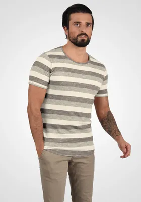 Produktbild von SOLID SDThicco Herren T-Shirt Kurzarm Shirt mit Streifen Rundhals-Ausschnitt 100% Baumwolle Regular fit