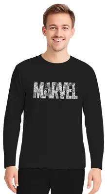 Produktbild von Marvel Schlafanzug für Herren - Pyjama Set Langarm Oberteil mit Hose Schwarz XL