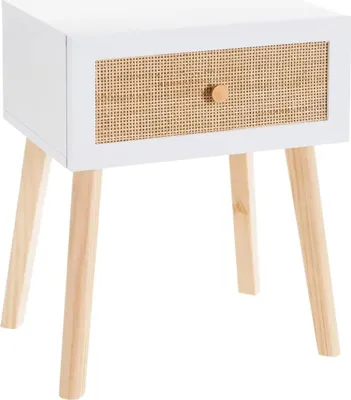 Produktbild von HowHomely | Nachttisch - Nachtkommode mit Schublade - 40x30x50 cm - weiß braun - Beistelltisch