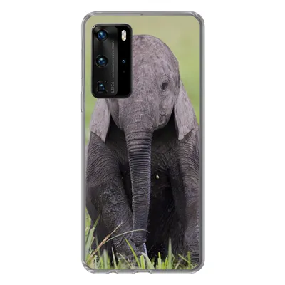 Produktbild von MuchoWow® Handyhülle Schutzhülle Hülle für Huawei P40 Pro Elefant - Baby - Tiere - Gras - Natur Silikon Softcase Handy Hülle - Schutz