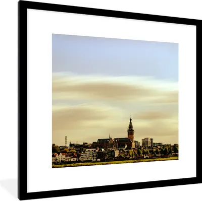 Produktbild von MuchoWow® Gerahmtes Poster Skyline - Nijmegen - Niederlande 40x40 cm - Poster mit Schwarzem Bilderrahmen Wandposter Rahmen Foto Bilder - Poster - Plakat im Rahmen
