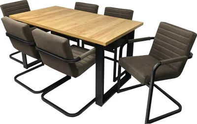 Produktbild von GOLDSTOFF 6-er stuhle mit tisch set GRAND, Esszimmertisch weiß, Tisch 150+(40)X 80 cm breite, Esszimer set, Holztisch, Samt Stuhl