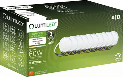 Zdjęcie produktu dla 10x Wkład do Opraw LED Żarówka Moduł INSERT Reflektor 7W = 60W 670lm 4000K Neutralna 120° Ściemnialna LUMILED
