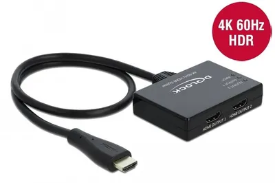 Produktbild von DeLOCK 87747, HDMI, 2x HDMI, 3840 x 2160 Pixel, Schwarz, Kunststoff, 4K Ultra HD