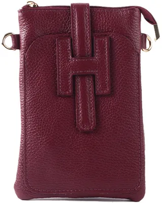Image de Sac à main en cuir véritable Vika - Fabriqué en Italie - Bordeaux