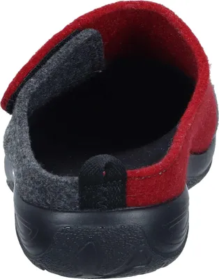 Image de Fly Flot Pantoufle femme PET feutrée avec broderie de libellules et bouton, Taille:38 EU, Couleur:Rouge