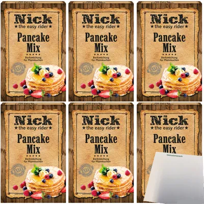 Produktbild von Nick Pancake Mix Backmischung für Pfannkuchen 6er Pack (6x400g Packung) + usy Block