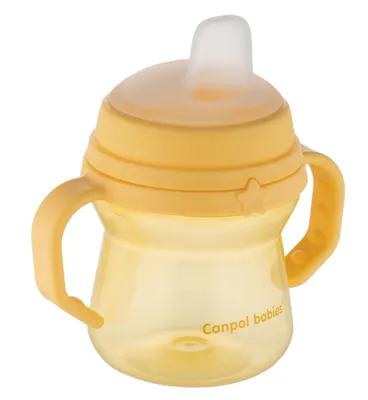 Obrázok produktu pre Canpol Babies, Pohárik s pítkom zo žltého silikónu FirstCup 150 ml 56/614, 1 kus