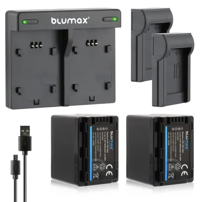 Produktbild von 2x Akku + Lader für Panasonic VW-VBT380  HC-V550  VXF999  SDR-T76 4040 mAh