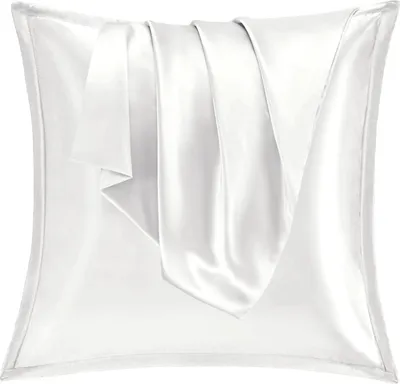 Produktbild von Satin Kissenbezug 80x80 2er Set Weiß Reißverschluss Silk Pillowcase