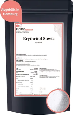 Produktbild von Erythritol Stevia - (99,8% + 0,2%) Granulat (<40 Mesh) – 1kg