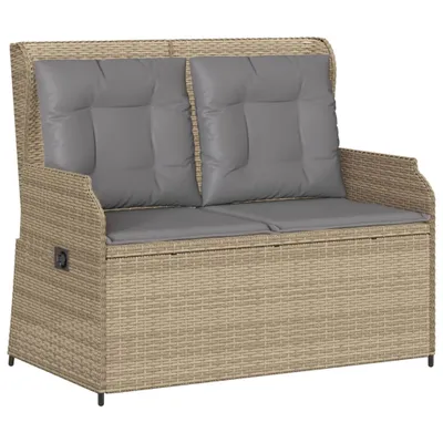 Productafbeelding van vidaXL Tuinbank, verstelbaar, met kussen, beige, polyrotan