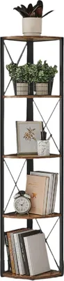 Immagine prodotto di Scaffale a 5 ripiani - Libreria - Stile vintage, color marrone e nero - 30x30x160 cm
