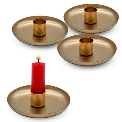 Immagine prodotto di 2.02 Piccola ciotola in metallo dorato per candele a colonna - set di 4 con Ø 10,5 cm ciascuna