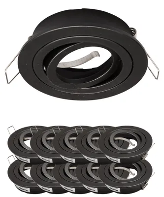 Produktbild von 10x Einbaurahmen Mattschwarz 648-MB Ø75 mm für Leuchtmittel GU10 | MR16 IP20
