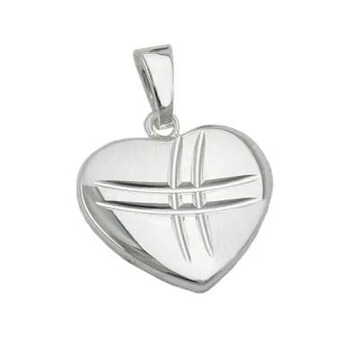 Produktbild von Anhänger 15x16mm Herz matt-glänzend diamantiert Silber 925 silber 15x16mm