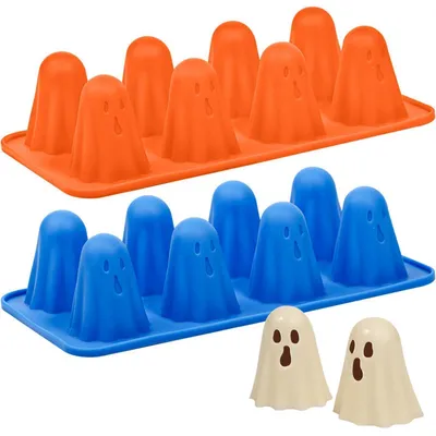 Image de Moules en silicone sur le thème d'Halloween, lot de 2. Idéaux pour réaliser des chocolats, des bonbons, des puddings, ou des glaçons