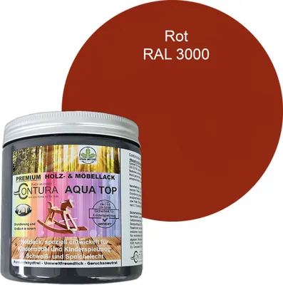 Produktbild von Contura 250ml. Möbellack Lack für Kinderspielzeug Buntlack DIN EN71/3 Buntlack Holzlack - RAL 3000 Rot