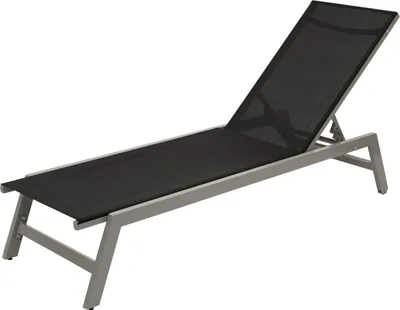 Produktbild von DEGAMO Sonnenliege CORSICA, Aluminium, pulverbeschichtet, Textilgewebe, silbergrau-schwarz, wetterfest, mit Rollen, 191x55x32 cm