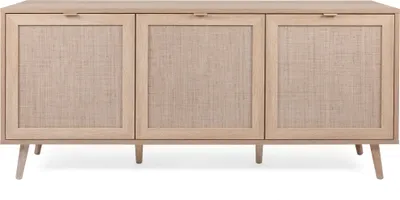 Produktbild von finori Sideboard Bali 150 cm Nachbildung Sonoma Eiche & Rafia Geflecht Kommode