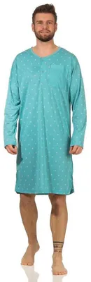 Produktbild von Herren Nachthemd langarm Sleepshirt; Mintgrün M