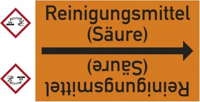 Produktbild von Dreifke® Rohrleitungsband Reinigungsm. (Säure), DIN 2403, ab Ø 15mm, orange/s...