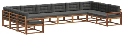 Produktbild von vidaXL Outdoor-Sofagarnitur mit Kissen 10 pcs Natur und Anthrazit