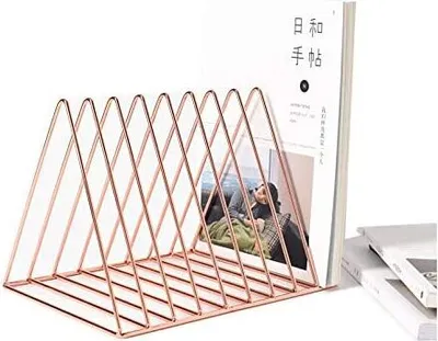 Produktbild von Zeitungsständer Modern Zeitungshalter Magazinständer Bücherregal Zeitschriftensammler Regal Stehsammler aus Metall (Rosa Gold)