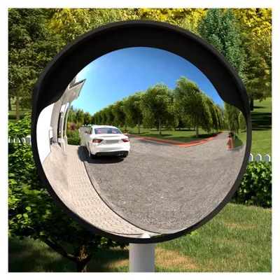 Produktbild von Konvexer Verkehrsspiegel für den Außenbereich Schwarz Ø60 cm aus Polycarbonat