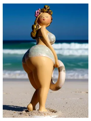 Produktbild von Dekorationsfigur Sammlerfigur Maritime Badenixe Dame Stranddame Strandnixe mollige Rubensfigur am Strand
