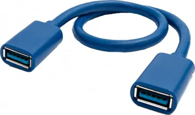 Produktbild von SYSTEM-S USB 3.0 Kabel 30 cm Typ A Buchse zu Buchse in Blau