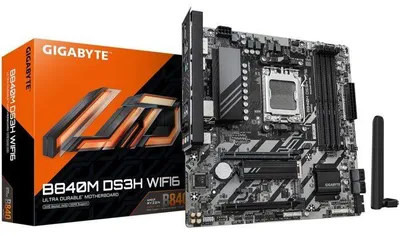 Image de Carte Mère GIGABYTE B840M DS3H WF6, Micro-ATX, Chipset AMD B840, DDR5, PCIe 5.0, WiFi 6