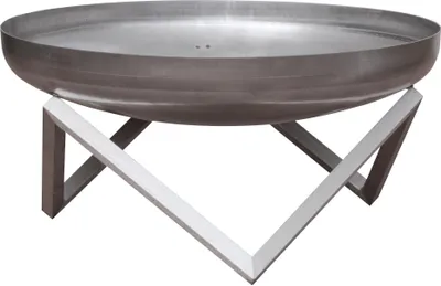Produktbild von SvenskaV Feuerschale Modell Z XXL aus Edelstahl in stahlgrau, Handarbeit, für Garten und Terrasse, Ø 0,63m, H 0,36m