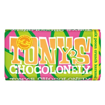 Image de Tony's Chocolonely - Chocolat au lait Pekan Crunch Caramel - 180 g
